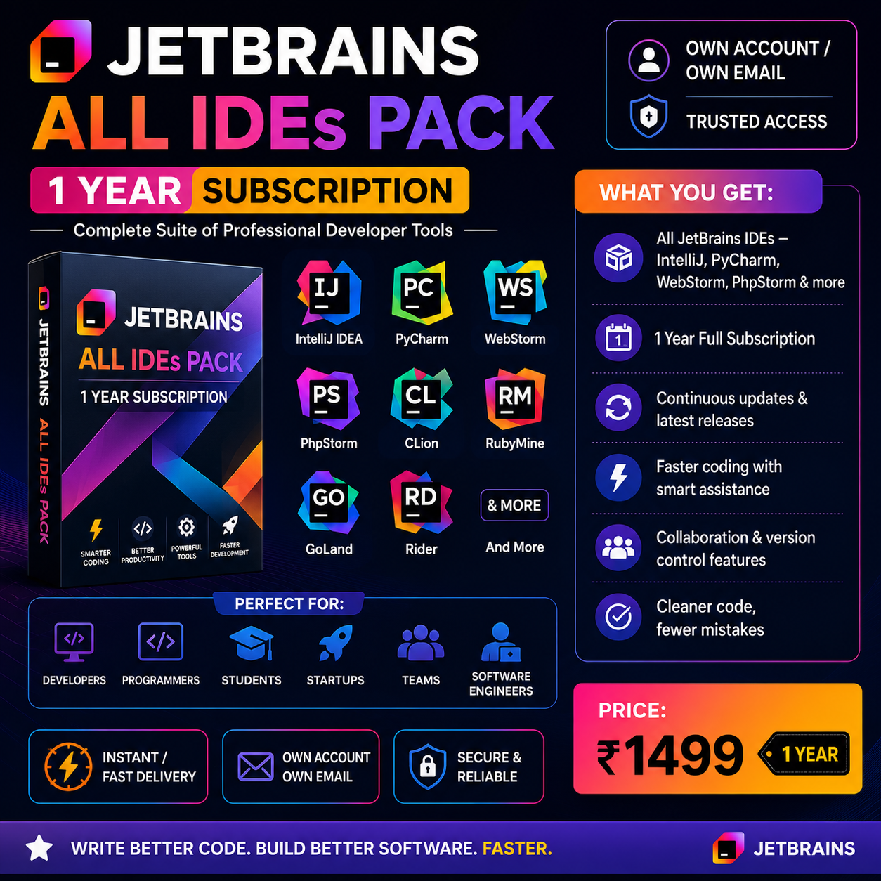 JetBrains All Products Pack – 1 Year Subscription | Own Account | Official Access